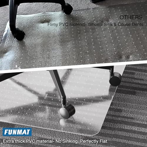 FUNMAT Chair Mat for Carpet, 46" x 60" Desk Chair Mat for Carpeted Floors, Non-Slip Office Vinyl Mat for Carpet with Studded, Easy Glide Heavy Duty Floor Protector Mat for Home Office, Clear