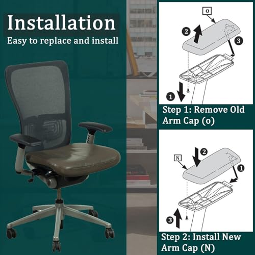 Chair Armrest Replacement, Arm Pad Caps Replacement for Haworth Zody Office Chair 1 Pair (Black)