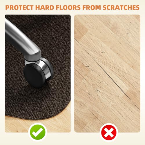 HomeMall Office Chair Mat for Hardwood and Tile Floor, 48" x 36" Computer Desk Chair Mats, Anti-Slip Mat for Rolling Chair, Large Floor Protector for Home Office, Coffee Color