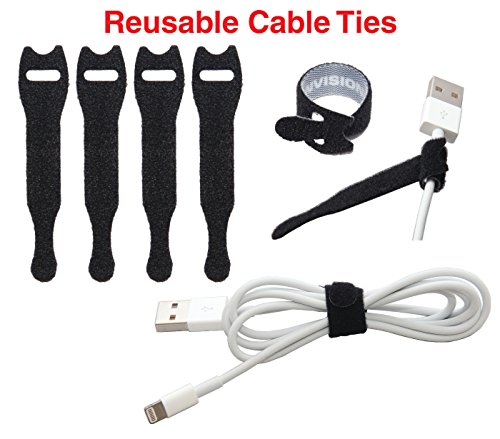Heaviest Cable Organizer on the Market! Compact and Weighted Desktop Cord Holder and Cable Organizer, Eco-Friendly Silicone, No Bad Smell, Bundled with 4 Reusable Cable Ties! (Black)