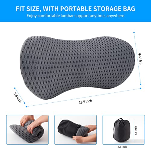 FOUSUPDT Lumbar Pillow, Memory Foam Lumbar Support Pillow for Office Chair and Car Seat, Back Support Pillow for Lower Back Pain Relief, Support Cushion Back Pillow for Sleeping, Driving, Resting
