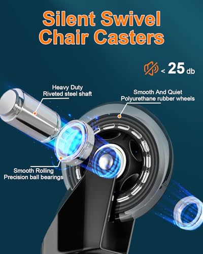 RidRed Office Chair Wheels - Replacement Rubber Wheels - Universal Fit 3 Inch Casters, Heavy-Duty Chair Casters, Noise Free, Fits 98% Chair, for All Floor (5)