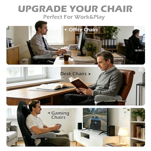 LVYSHOW Soft Office Chair Armrest Pads, Comfort Elbow Pillows, Gray Arm Rest Pads, Set of 2