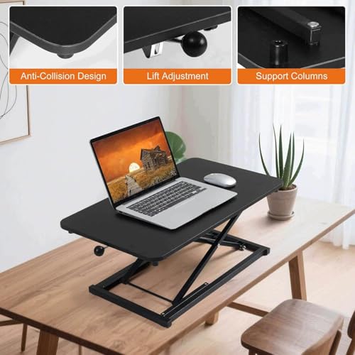 Rxrpexjke Height Adjustable Standing Desk Converter,Keyboard Riser for Stand Up Desk Riser,Computer Keyboard Stand for Desktop,Computer Workstations Home Office Portable Table Black Size 23.6 Inch