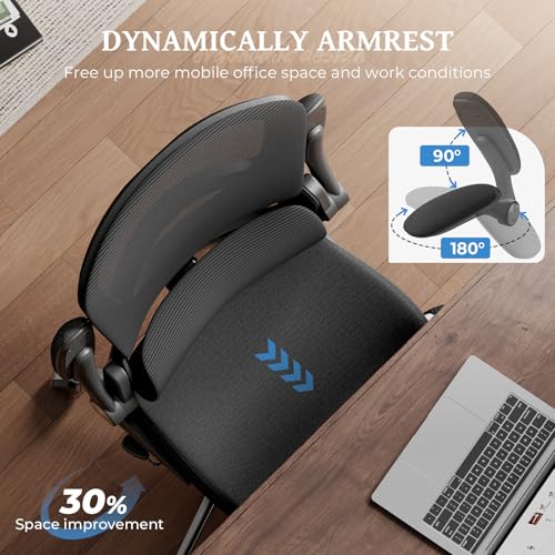 FAMIDOLE Ergonomic Office Chair - Office Desk Chair with Adjustable Lumbar Support - Mesh Comfy Chair with Flip-Up Arms - Heavy Duty Gaming Chairs for Adults Home and Business