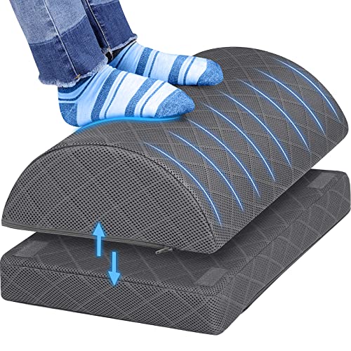 CushZone Foot Rest,Desk & Gaming Accessories,Foot Rest for Under Desk at Work,Comfortable Footrest with 2 Adjustable Heights & Removable Cover, Office Desk Accessories（Gray）