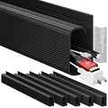 EVEO Cable Management Under Desk Kit (6 Units) - Under Desk Cable Management Cord Hider, Cable Hider Cord Management, Cable Organizer, Cable Raceway | Self-Adhesive 96'' J Channel 6X16 - Black