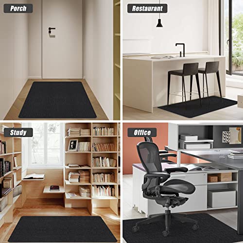 Sycoodeal Office Chair Mat for Hardwood Floor,Office Computer Gaming Chair Mat for Tile Floor,Large Floor Protector Rug,Anti-Slip,Easy to Clean,Pure Black(48"x36")