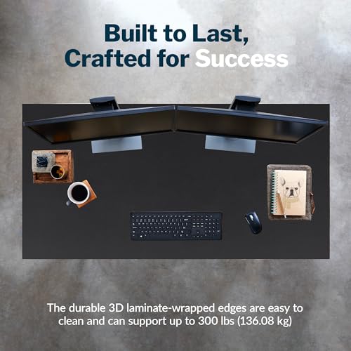 Vari Table 60x24 - Modern Computer Desk with Durable Laminate Finish and Slim Legs - Ideal for Gaming, Home, or Office - Stand-Alone Workstation or Corner Side Table - Black
