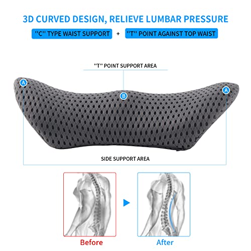 FOUSUPDT Lumbar Pillow, Memory Foam Lumbar Support Pillow for Office Chair and Car Seat, Back Support Pillow for Lower Back Pain Relief, Support Cushion Back Pillow for Sleeping, Driving, Resting