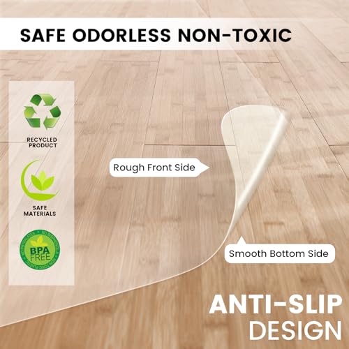 Office Chair Mat for Hardwood Floor: 63"x 51" Extra Large Floor Mat for Rolling Chair and Computer Desk, Clear Chair Mat Heavy Duty Plastic Protector for L Desk, Home, Gaming Easy Glide