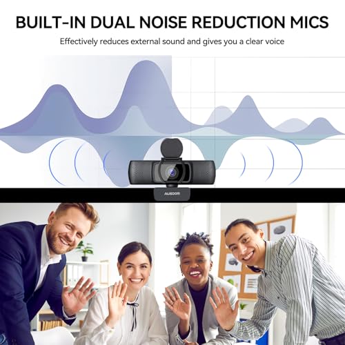 AUSDOM AF640 1080P Webcam with Microphone, 90°FOV USB PC Camera Webcam with Privacy Cover, Plug and Play Computer Camera for Online Calling/Conferencing, Zoom/Skype/YouTube, Laptop/PC