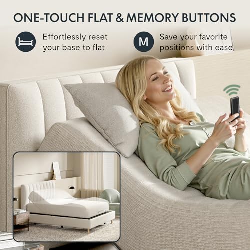 FLEXISPOT Adjustable Bed Frame Base Queen, Head and Foot Incline, Zero Gravity, One-Touch Flat, 2 Memory Settings, Wireless Remote, Flashlight, Whisper Quiet Durable Motor, Mattress Holder, S2E-PRO