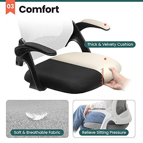 NEO CHAIR Office Desk Gaming Ergonomic Computer Chair with Lumbar Back Support Adjustable Height Swivel Rolling Wheels Flip-up Arms Mesh Chair for Home Vanity (Black)