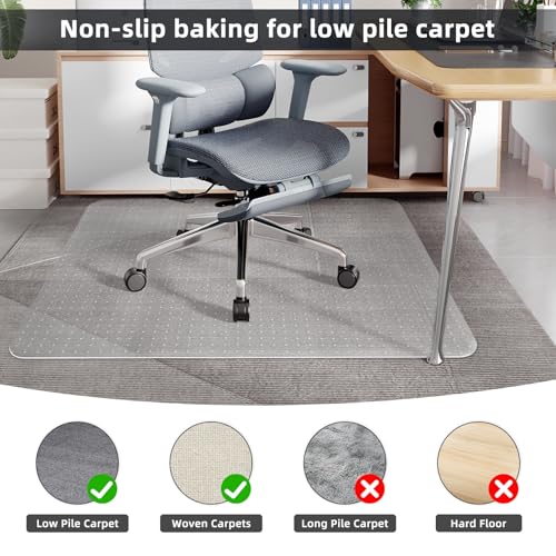 YumHome Office Chair Mat for Carpet Floor, Heavy Duty Desk Chair Mat for Low/No Pile Carpeted Floors, Anti Slip Carpets Protector for Home Office (48" x 30")