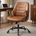 YUNSCEND Brown Leather Office Chair with Quiet Rubber Wheels
