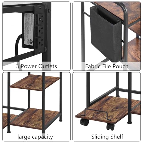 Sedegn Large Printer Stand with Power: 3-Outlet Charging Station