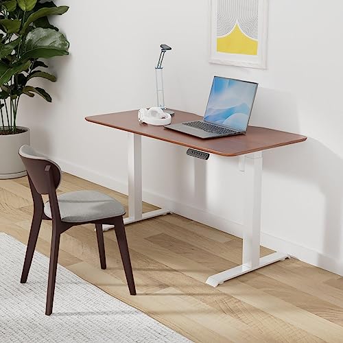 Vari Essential Electric Standing Desk for Home Office – 48x24 Sit-Stand VariDesk, 4 Memory Height Presets, 2-Piece Laminate Wood Top, Sturdy T-Style Legs, Supports 150 Lbs + Easy Assembly (Hazel Wood)