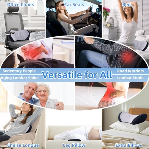Lekewn Lumbar Support Pillow for Office Chair - Lumbar Pillow for Car - Ergonomic Lumbar Support Pillow for Car Back Support Cushion