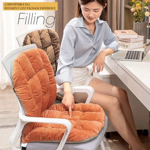 GKWW Desk Chair Cushion Non-Slip Rocking Seat Cushion Office Chair Pad Dorm Seat Cushion with High Back Support Soft Seat Pad with Ties for Office Car Home Dining Room Kitchen