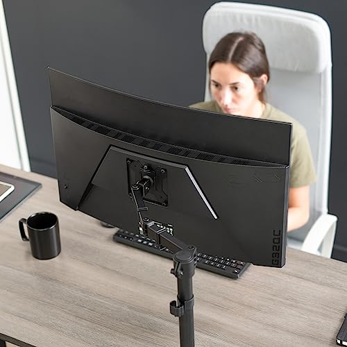 VIVO Single 13 to 38 inch Ultrawide Monitor Arm Desk Mount, Regular Screens up to 32 inches, 22 lbs capacity, Fully Adjustable Stand with C-Clamp and Grommet Base, Black, STAND-V001