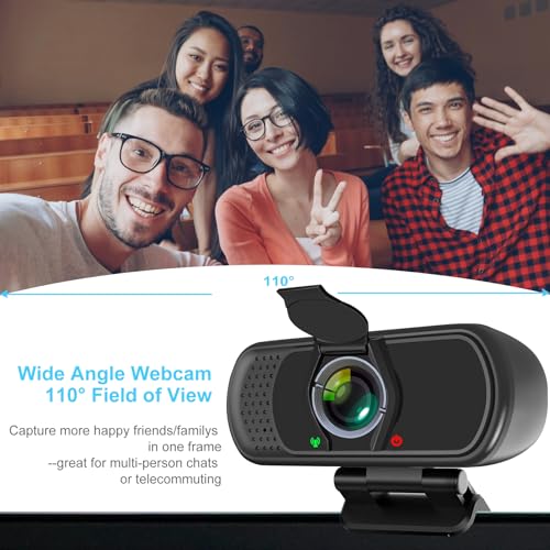 XPCAM Full HD 1080P Webcam with Microphone and Tripod, Pro Streaming Computer Camera with Privacy Cover, Widescreen USB Web Camera for Desktop PC Laptop Mac