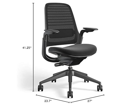 Steelcase Series 1 Office Chair - Ergonomic Work Chair with Wheels for Carpet - Helps Support Productivity - Weight-Activated Controls, Back & Arm Support - Easy Assembly - Licorice