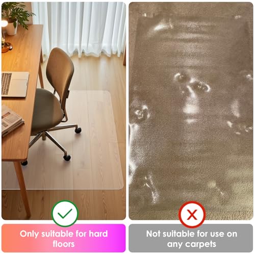 Azadx Office Chair Mat for Hardwood Floor 30 x 48'', Small Chair Mats Clear Easy Glide on Hard Floors, Rolling Chairs Mat Plastic Mats Under Desk Chairs