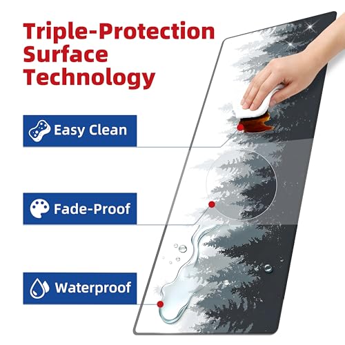 Galdas Mouse Pad For Gaming,Forest Background Pattern XXL XL Large Mouse Mat Long Extended MousePad Desk Mat Non-Slip Rubber Mice Pads Stitched Edges Thin (31.5 x 11.8 x 0.12 Inches) Tree