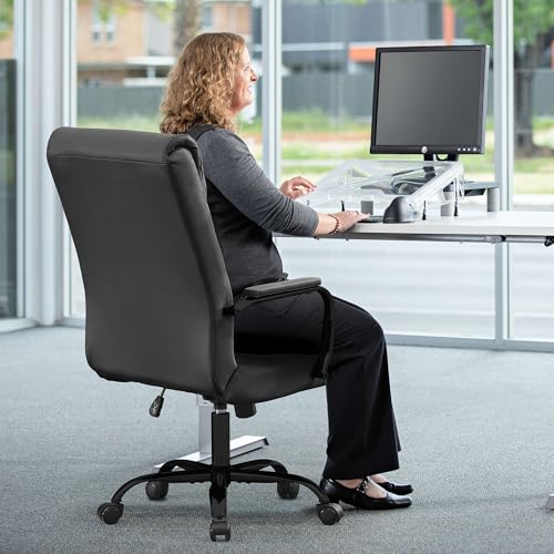 BOWTHY Office Desk Chair,Modern Conference Room Chairs,High Back Ergonomic Home ofiice Chair,Adjustable Height Swivel Executive Computer Chair with Padded Seat and Armrest,Pure Black