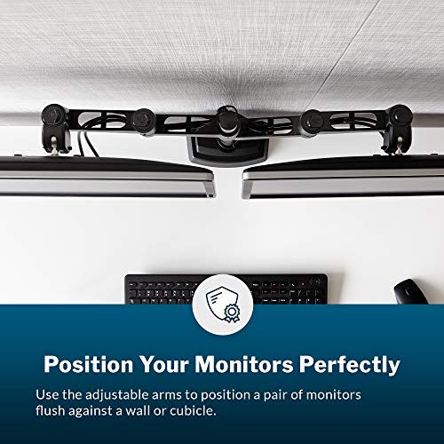 Vari Dual Monitor Arm 180 Degree - VESA Compatible Mount w/ 180 Degree Adjustment - Monitors up to 27 inches, 19.8 lbs - Double Arms for Compact Spaces - Computer Monitor Stand for Home or Office