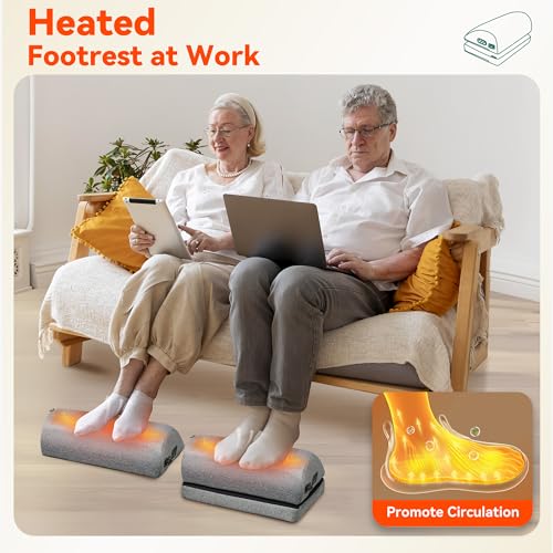 Snailax Heated Foot Rest Under Desk at Work, FSA Eligble Desk Foot Stool with Heat & Vibration Massage, Fathers Day Dad Gifts for Men, Foot Warmer Feet Heater for Office Chair, Gaming Home Use