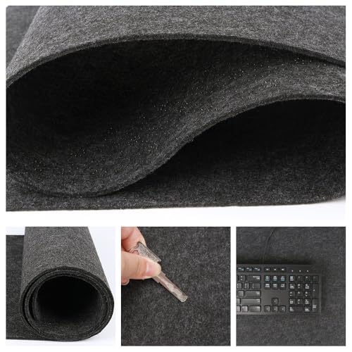 DAWNTREES Large Felt Desk Mat, 40''x16'' Full Keyboard and Mouse Pad for Office and Home, Computer Desk Mat for Desktop, Non-Slip Felt Desk Pad Protector