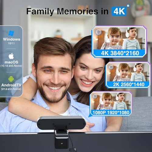 EMEET C980 PRO 3-in-1 4K Webcam with Microphone and Speaker, 60°-98° Wide Angle Webcam w/ 4 Noise Cancel Mics, 2 Speakers, Fixed Focus, Magnetic Privacy Cover, Great for Group and Personal Video Calls