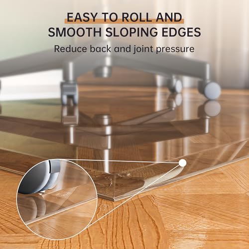 55“x46” Beveled Edge Tempered Glass Chair Mat, 5MM Thick, 1000Lbs Weight Capacity, Clear Ultra-Smooth, Suitable for Hardwood Floors & Carpet, Anti-Scratch Anti-Yellow, Home Office Use