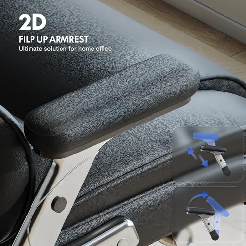 FLEXISPOT 600lbs Big and Tall Office Chair for Heavy People, Heavy Duty Computer Desk Chair with Dynamic Lumbar Support 2D Armrest Blade Wheels, Chairs for Home Office Gaming Working, Leather, Black