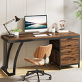 Tribesigns Computer Desk with 3 Drawers, 59-Inch PC Desk with Reversible Drawers, Industrial Study Writing Table Workstation with File Storage for Home Office, Rustic Brown
