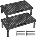 BONTEC Monitor Stand for Desk 2 Pack, 3-Level Height Adjustable Metal Monitor Riser, 14.5 x 9.1 in Ergonomic Computer Stand with Pen Holder & Cable Management for Printer, Laptop, Office Workstation