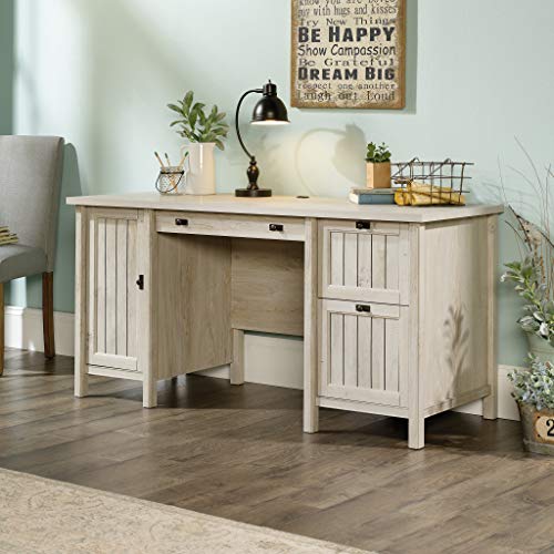 Sauder Costa Computer Desk with Storage Drawers, Home Office Desk, in Chalked Chestnut