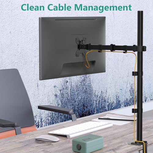 WALI Monitor Arm Mount for Desk, Single Extra Tall Computer Desk Mount, Monitor Bracket Mount Stand Single, up to 32 inch, 22 lbs (M001XL), Black