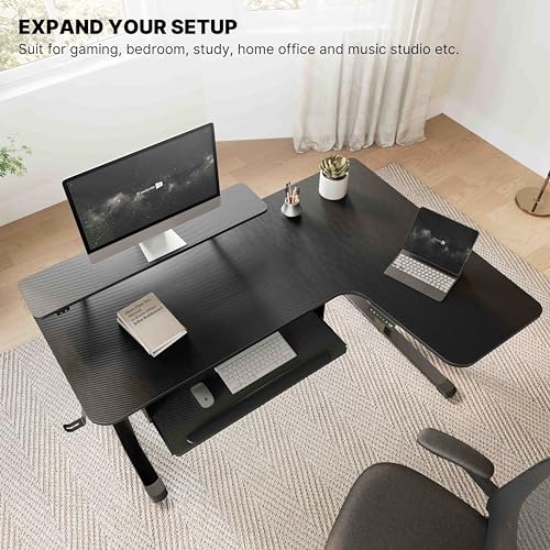 EUREKA ERGONOMIC Standing Desk (61"x43")- L Shaped Desk with Keyboard Tray Adjustable Height Sit Stand Computer Desk Corner Gaming Ergo Desk w Memory Presets, Monitor Stand, LED/USB/Dual Motor, Right