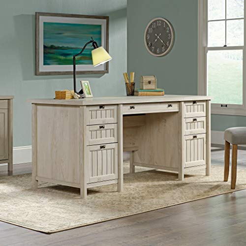 Sauder Costa Office Desk with Drawers, Executive Desk with File Drawer Storage, in Chalked Chestnut