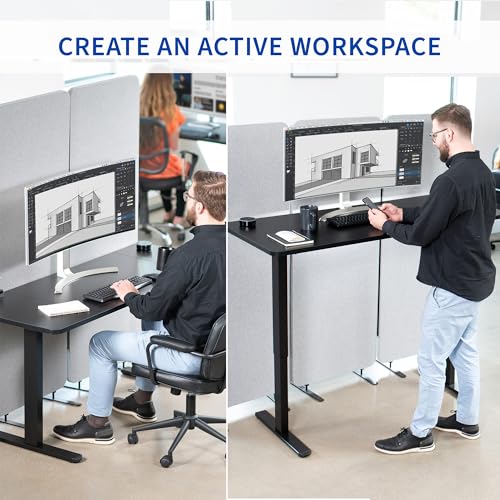VIVO Electric 60 x 24 inch Stand Up Desk, Height Adjustable, Light Wood Top Black Frame, Home and Office Furniture Sets, DESK-KIT-B06C