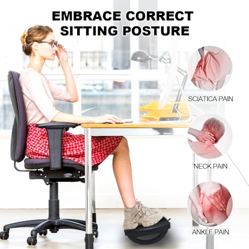 CasaZenith Under Desk Footrest, Foot Rest for Under Desk at Work, Ergonomic Foot Stool for Office Desks, Small Rocking Footrest with Massage Roller&Portable Handle, Leg Rest, 13" L x 9.2" W x 4.7" H