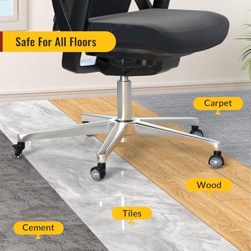 HOLKIE Office Chair Wheels Replacement 11x22mm Universal Fit 2 Inch Rubber Heavy Duty Casters for Carpet Hardwood Floors Gaming Desk Chair Roller Wheels Set of 5 Grey Smooth & Silent