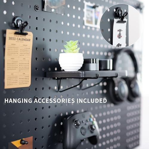 VIVO Steel Clamp-on Desk Pegboard, 60 x 24 inch Privacy Panel, Magnetic Peg Board, Office Accessory Organizer, Above or Below Desk Placement, Black, PP-DK30B-2