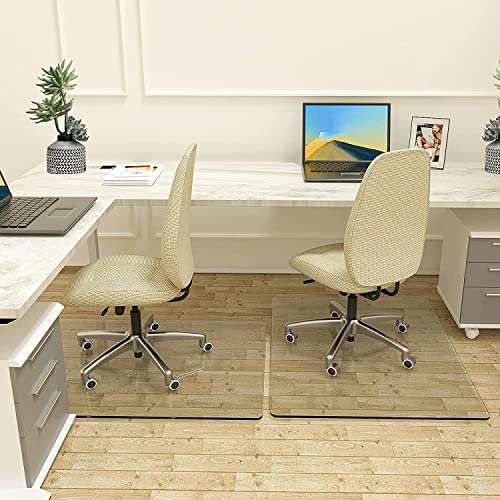 Easly 46" x 55" Chair Mat for Carpet - Office Chair Mat - Tempered Glass Floor Mat for Home/Office/Carpet Clear Computer Floor Mat - with 4 Anti-Slip Pads
