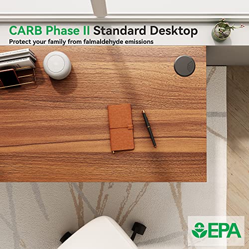 EUREKA ERGONOMIC 47 Inch Teak Home Office Computer Desk, Simple Modern Sturdy Work Study Writing PC Gaming Table for Large Space Adults Teens Kids Sewing Bedroom Kitchen Dinning Room, Black Metal Legs