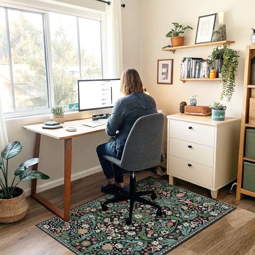 Office Chair Mat for Hardwood Floor & Tile Floor,36"X 48" Heavy Duty Desk Chair Mat for Hard Floors, Under Desk Rug for Rolling Computer Chair,Anti Slip,Low Pile Carpet Floor Protector-Green Grass