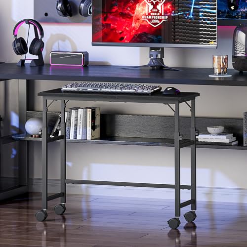 Snughome Mobile Keyboard Tray with Mouse Pad, Height Adjustment 21.6"-31.1", Keyboard Standing Desk, Rolling Under-Desk Extender with Lockable Casters, Desk Accessories for Home Office, Black